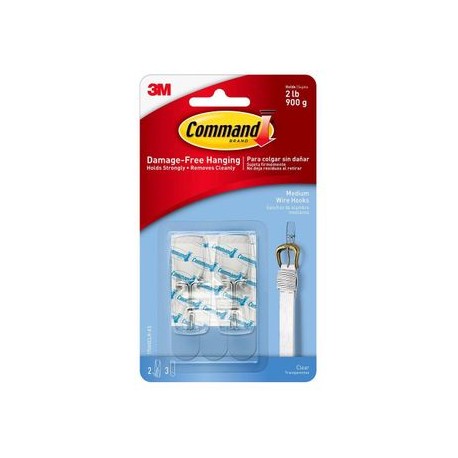 Gancho Command Transparente Mediano 2 piezas