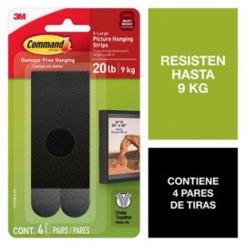 Tiras para Colgar Cuadros Command 9kg Negras 4 pares