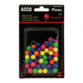Pines Acco Bola Neón 80pzas