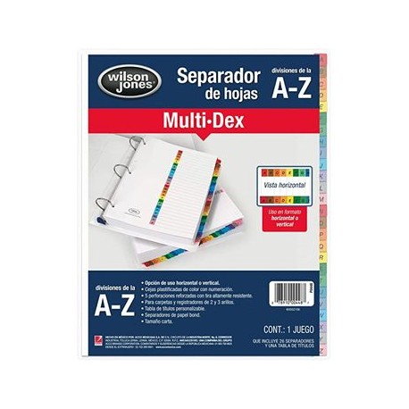 Separadores de Hojas Wilson Jones Multidex A-Z