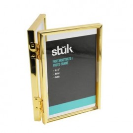 Portarretratos Doble Stuk Metal Dorado 4x6"