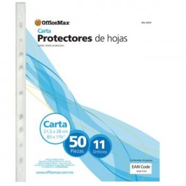 PROTECTORES DE HOJAS TRASLUCIDOS 50 PIEZAS OMX