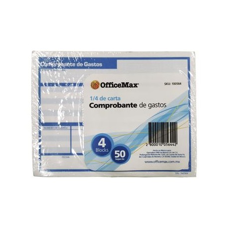 Comprobante de gastos 1/4 carta,4 blocks