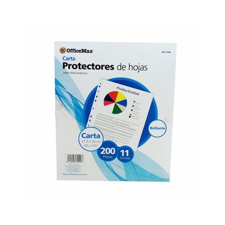 Protectores de Hojas OfficeMax Brillante Tamaño Carta 200 piezas