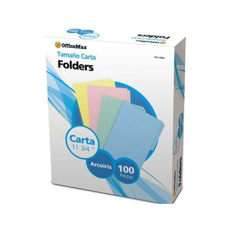 Folder Tamaño Carta OfficeMax Colores Pastel 100 piezas