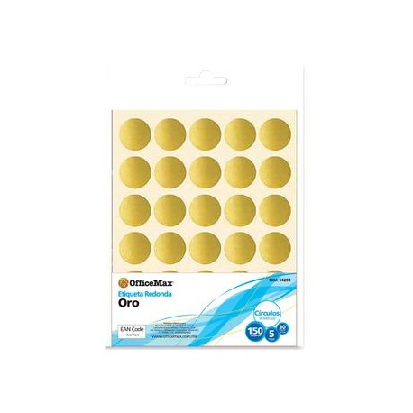 Etiqueta Redonda Dorada 18mm OfficeMax 150 etiquetas