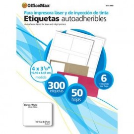 Etiqueta Blanca Autoadherible 4"x3 1/3" OfficeMax 300 etiquetas