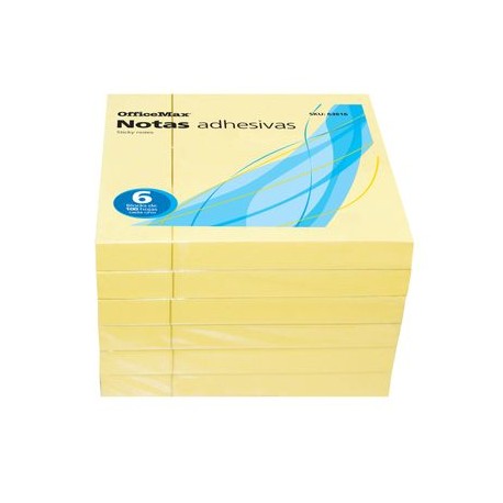 Notas Adhesivas Amarillas OfficeMax 600 hojas 7.6x7.6cm