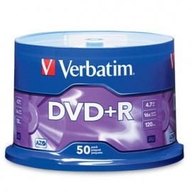 DVD+R Verbatim 4.7GB 16X 120Min 50 pzas