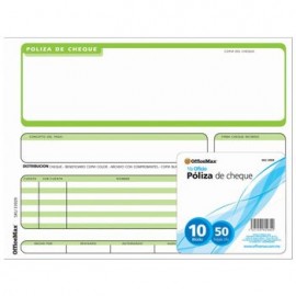 PÓLIZA CHEQUE 1/2OFICIO 10 B 50 HOJAS OMX