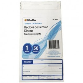 Recibo de Renta/Dinero Autocopiante 2 Blocks de 25 Juegos