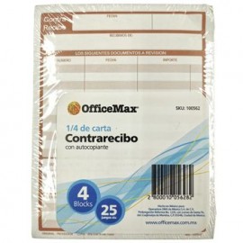 Contrarecibo 4B 1/4C Autocopiante 4 Blocks de 25 juegos
