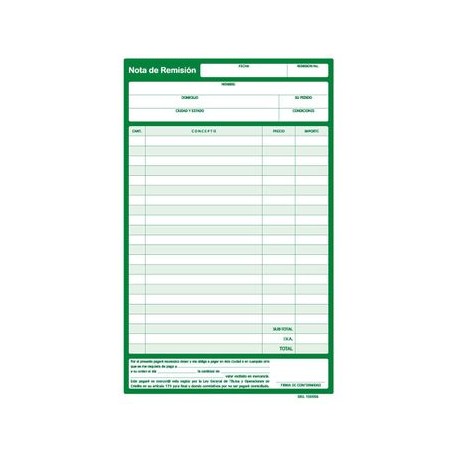 Nota de remision media carta con duplicado, 4 blocks de 25