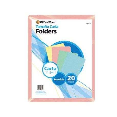 Folder Tamaño Carta Officemax Colores Pastel 20 piezas