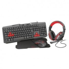 Combo Gaming Trust Ziva Teclado Mouse Mouse Pad Audífonos Rojo