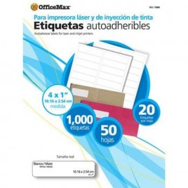 Etiqueta Blanca Autoadherible 4"x1" OfficeMax 1000 etiquetas