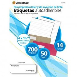 Etiqueta Blanca Autoadherible 4"x1/3" OfficeMax 700 etiquetas