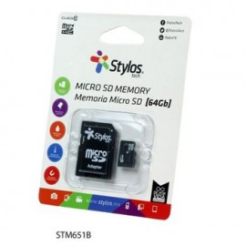 Memoria MicroSD Stylos 64GB Clase 10 con Adaptador