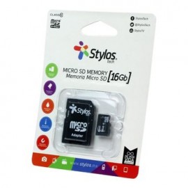 Memoria MicroSD Stylos 16GB Clase 10 con Adaptador