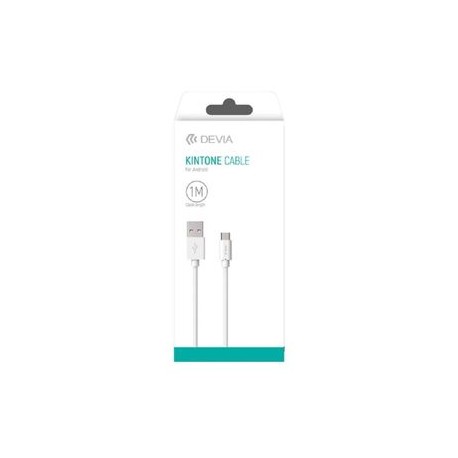 Cable USB a Micro USB Devia Kintone Blanco 1 metro