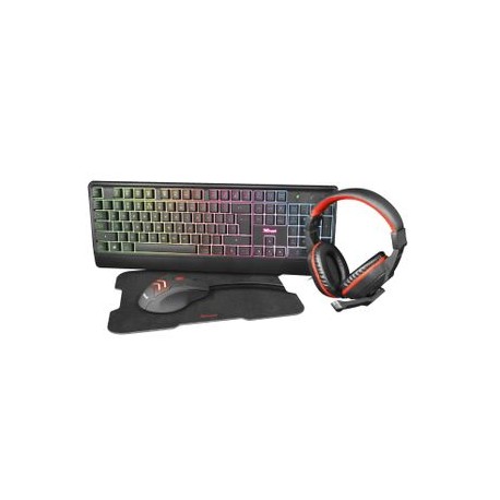 Combo Gaming Trust Ziva Teclado Mouse Mouse Pad y Audífonos Negro