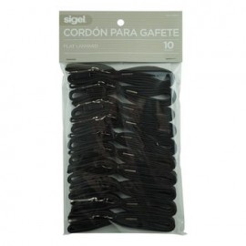 Cordon para gafete Sigel Negro 10 piezas