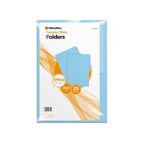Folder Tamaño Oficio OfficeMax Azul 25 piezas