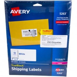 Etiqueta Láser Blanca 2"x4" Avery 250 etiquetas