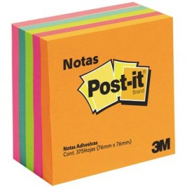 Post-It Notas Neon 3x3" 5 Blocks de 75 hojas