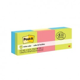 Post-It Notas Adhesivas Super Sticky 47.6x47.6mm 3 blocs de 400 hojas