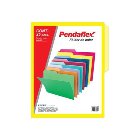 Folder Tamaño Carta Pendaflex Amarillo Doble Tonalidad 25 piezas