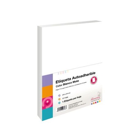 Etiqueta Autoadherible tamaño Carta Pochteca Blanca 50 hojas