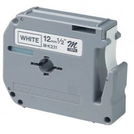 Cinta para Rotulador Brother Plastificada 12mm Blanco/Negro