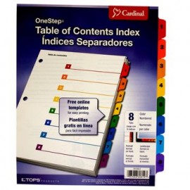 SEPARADOR 8 DIVISIONES Pestañas MULTICOLOR ONESTEP