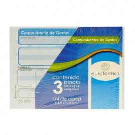 COMPROBANTE DE GASTO 1/4 3 PIEZAS DE 50 H