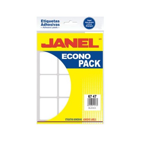 Etiquetas Adhesivas Escolares Blancas 67x47mm Janel 108 etiquetas