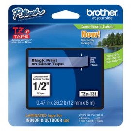 Cinta Brother para Rotulador Laminada 12mm Negro/Transparent