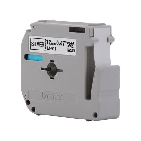 Cinta para Rotulador Brother Plastificada 12mm Negro/Plata