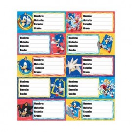 Etiquetas Escolares Sonic 20 pzas