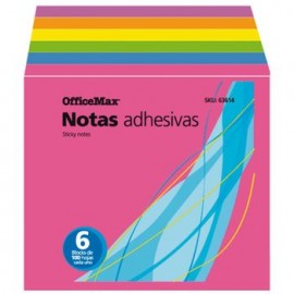 Notas Adhesivas Neón OfficeMax 600 hojas 7.6x7.6cm