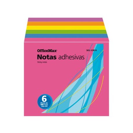 Notas Adhesivas Neón OfficeMax 600 hojas 7.6x7.6cm