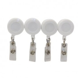 Portagafete Retractil. Plástico Rigido Blanco. 4 Piezas Omx