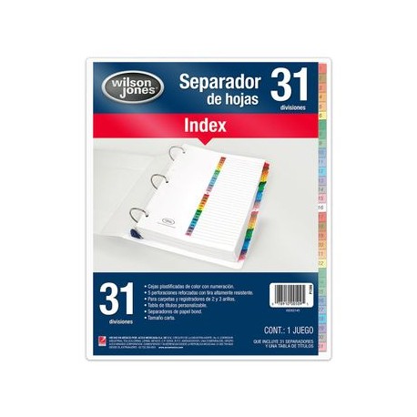 SEPARADOR NUMERADO COLOR 31 DIV WJ