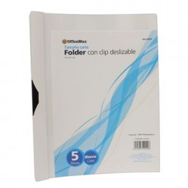 Folder Portadocumentos Con Clip Deslizable Blanco 5Pza