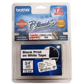 Cinta Brother para Rotulador Laminada 18mm Negro/Blanco