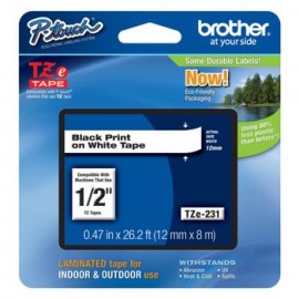 Cinta Brother para Rotulador Laminada 12mm Negro/Blanco