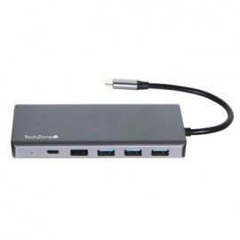 Adaptador Multipuerto USB-C Techzone Docking Station TZ21DS2C 13 Puertos